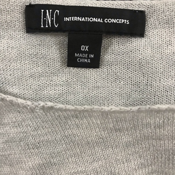 INC International Concepts Plus Colorblocked Shirttail Sweater - Picture 7 of 7